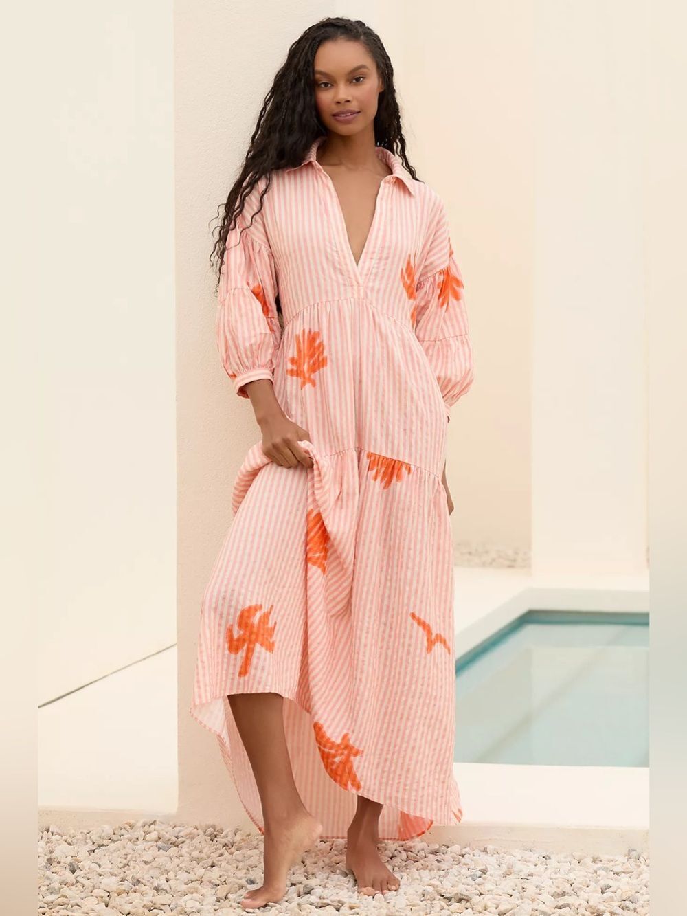 The Carolita Printed Tiered Shirt Dress by Celandine: Daniella Manini Edition M